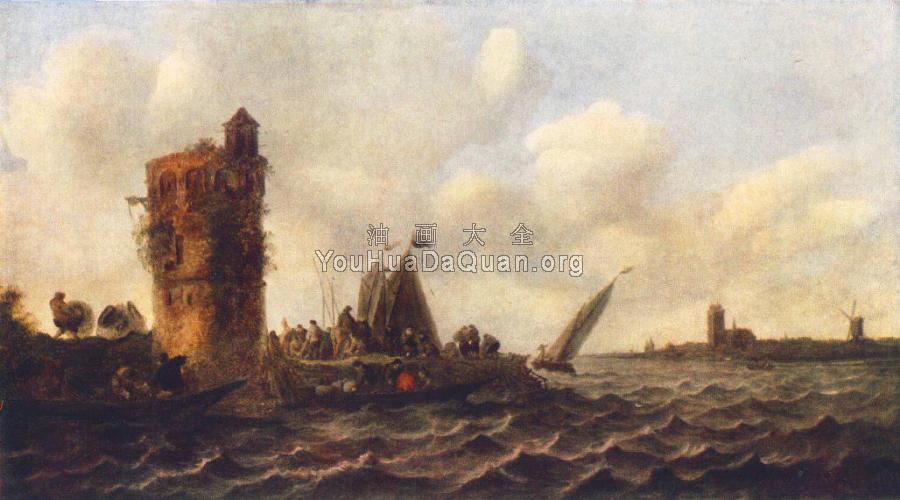 A View on the Maas near Dordrecht - 扬·范·戈因